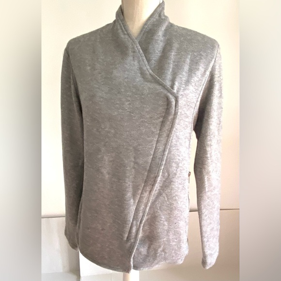 Philosophy Woman's Gray Knitwear Jacket with Asymmetric Zipper & Pockets Sz Med - Picture 1 of 16